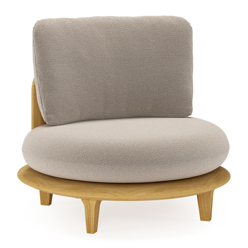 Bomero loungestoel in teak met savane coconut all weather sunbrella® luxe kussen