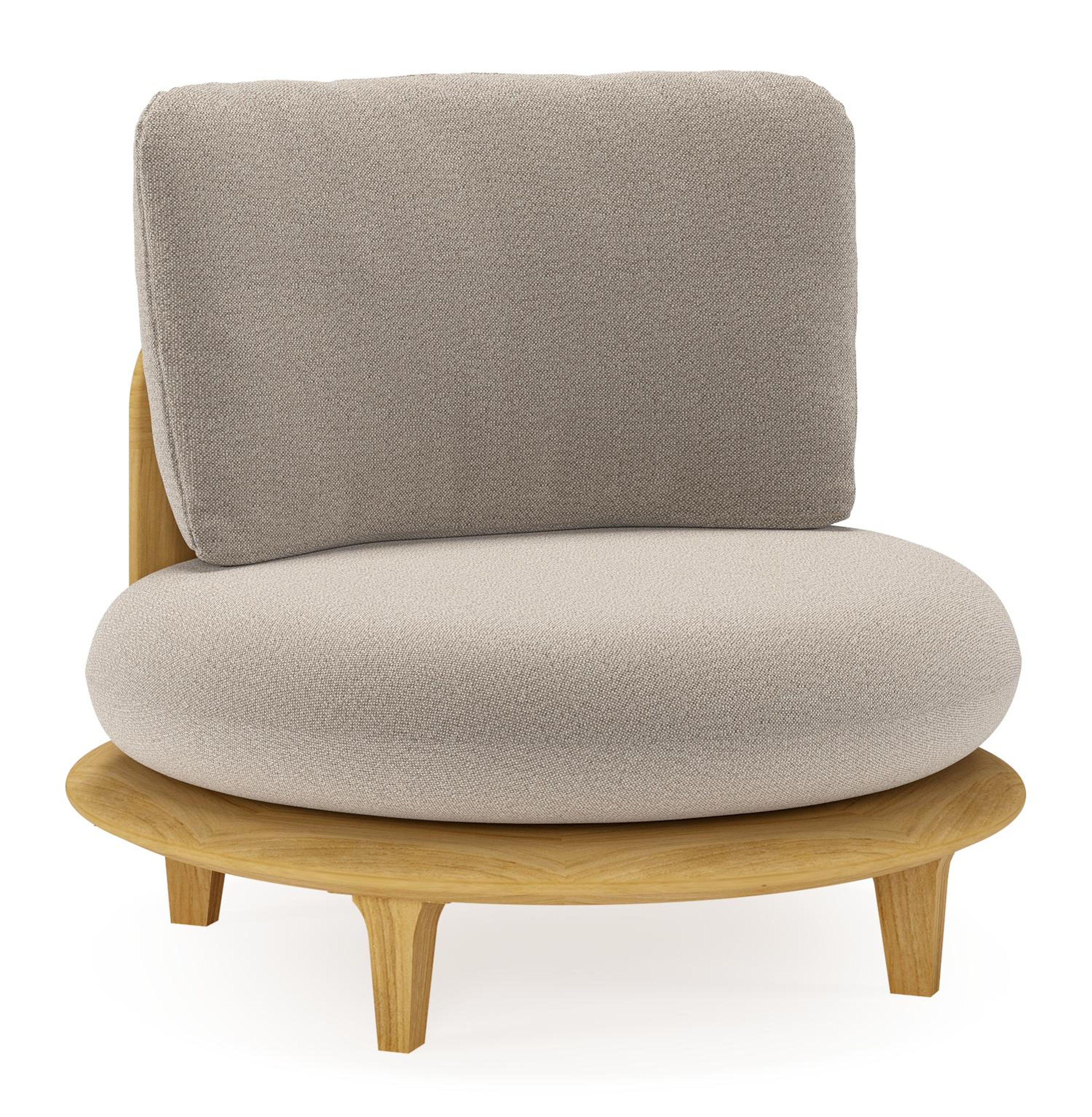 Bomero loungestoel in teak met savane coconut all weather sunbrella® luxe kussen