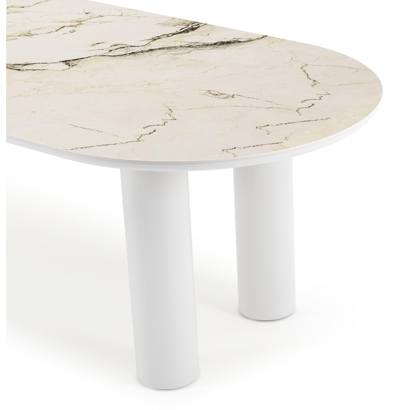 Organo tuintafel ovaal in wit aluminium en volkeramiek  colorado dunes - L 260 x B 100 x H 74 cm