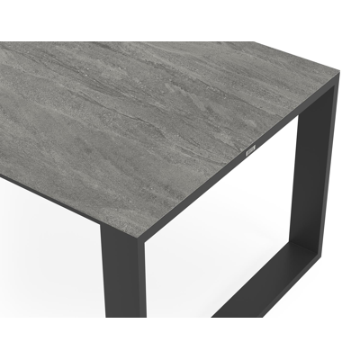 Verato tuintafel in zwart aluminium en volkeramiek aspen grey - L 240 x B 100 x H 76 cm
