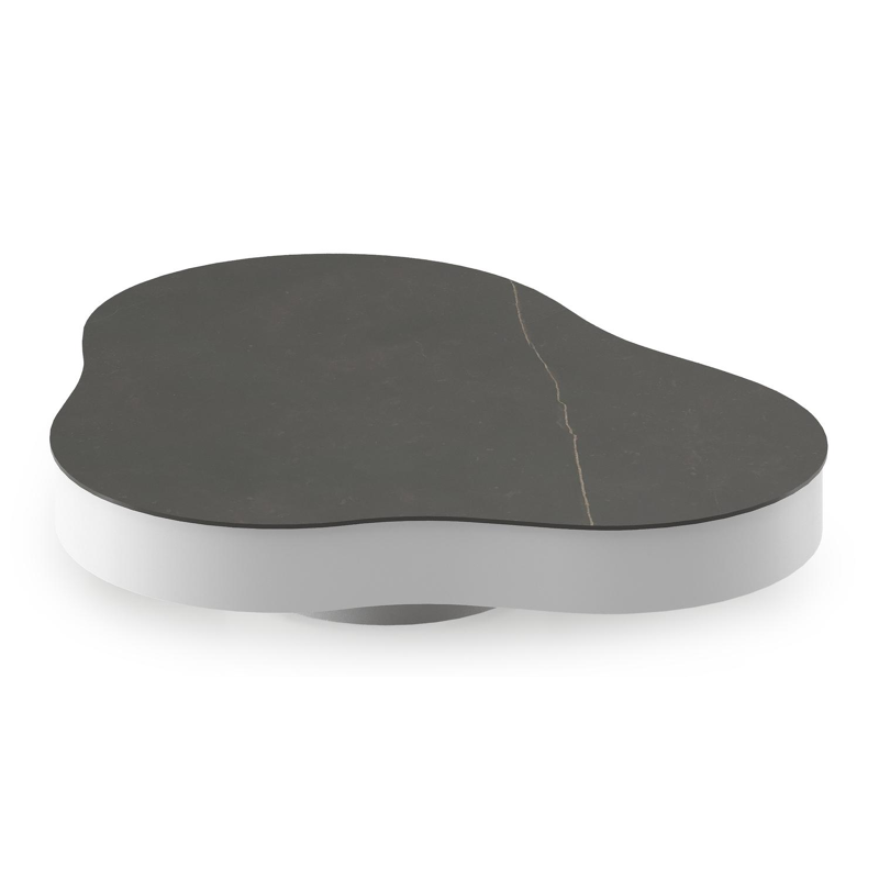 Lomano loungetafel cloud in wit aluminium en volkeramiek Calatorao - L 131 x B 108 x H 25 cm