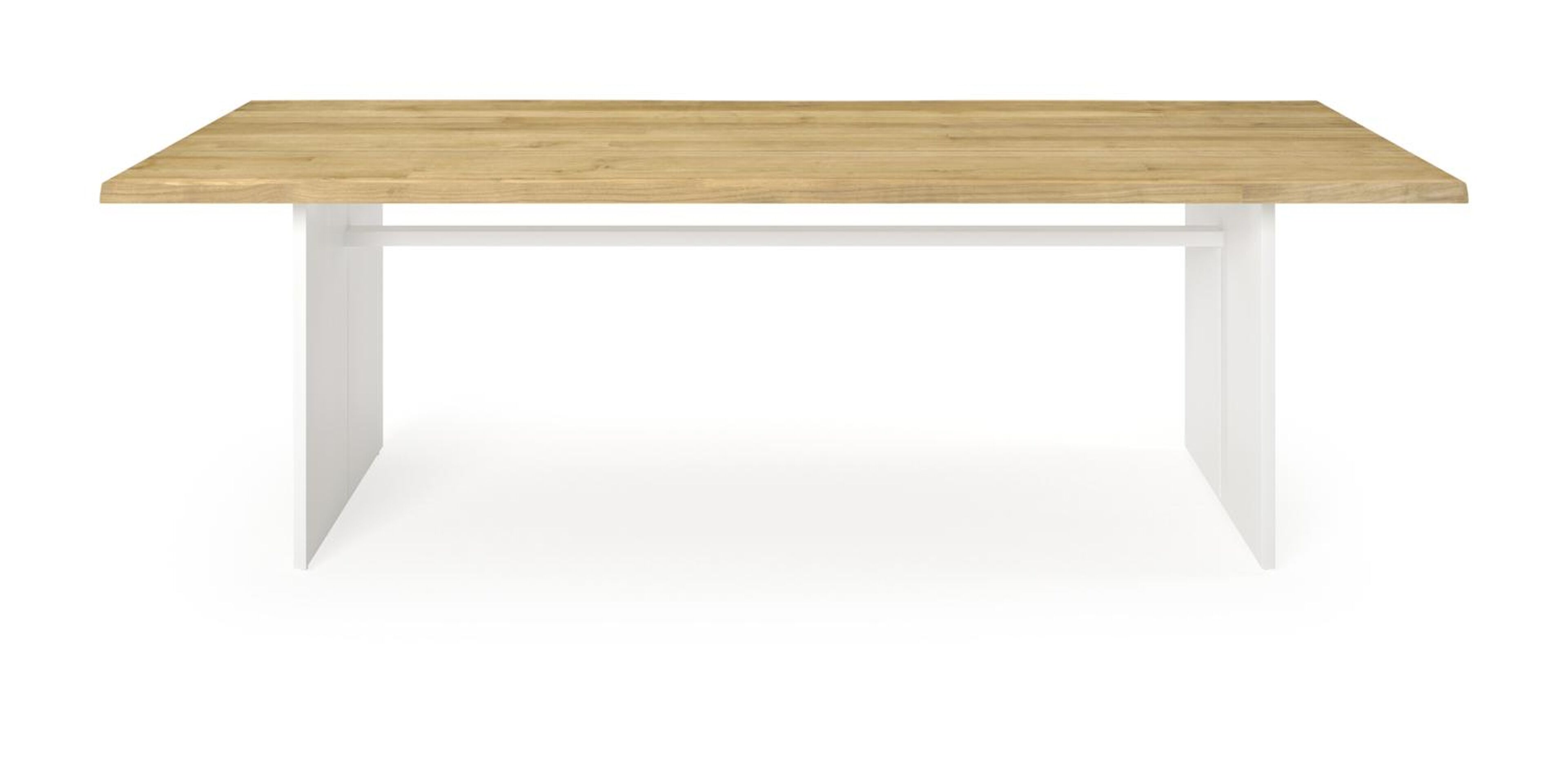 Table de jardin Portofino en aluminium blanc et teck - Lg 240 x Larg. 102 x H 74,5 cm