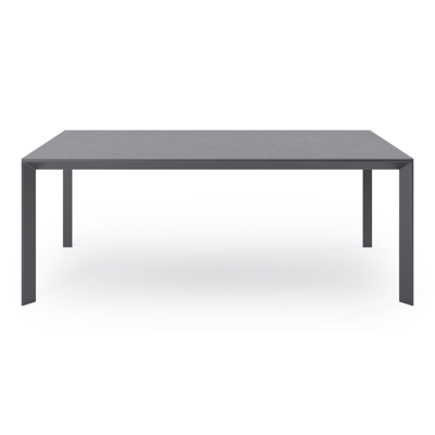 Malito tuintafel in zwart aluminium en volkeramiek pierre bleue - L 200 x B 100 x H 75,5 cm