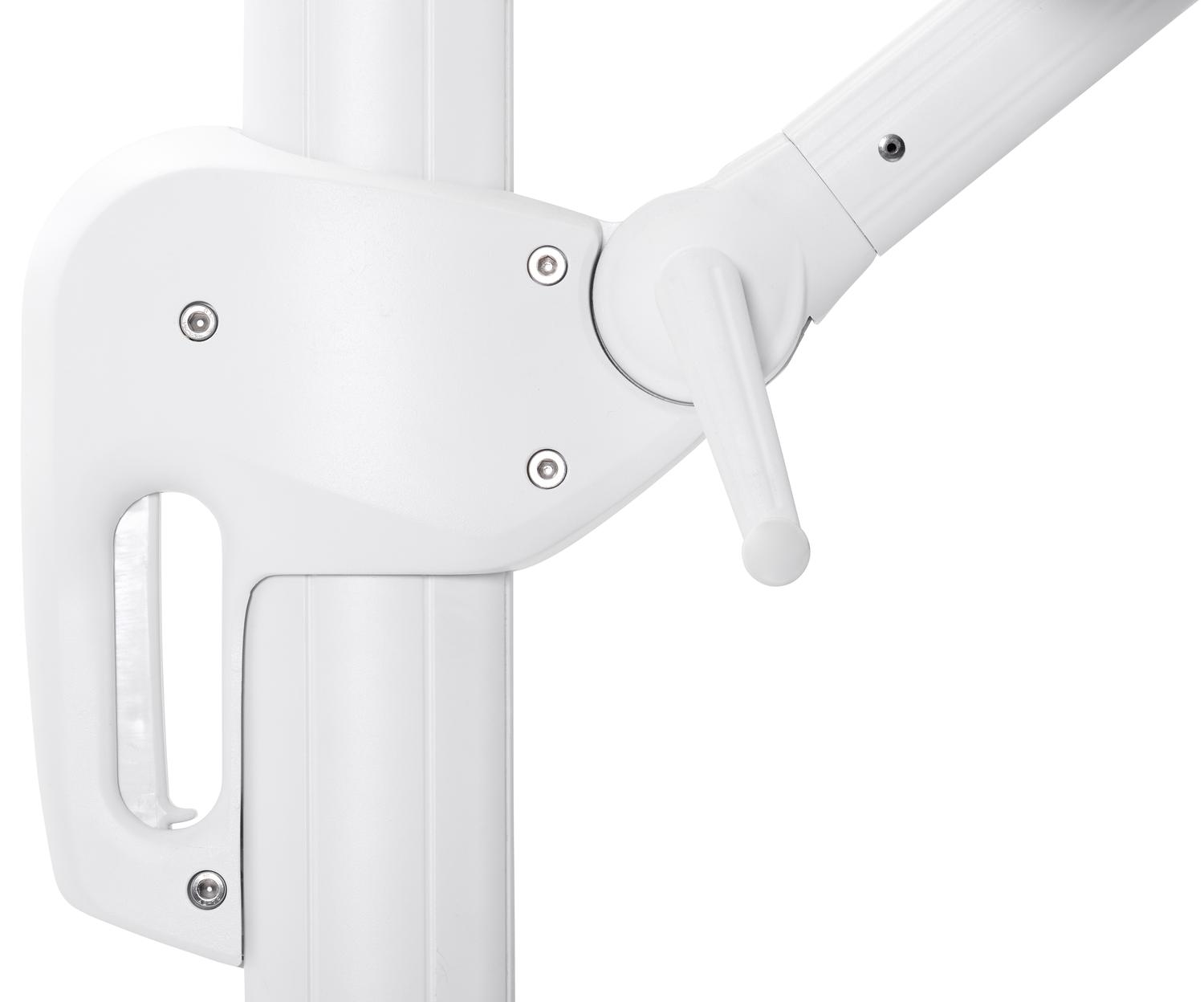 Rufina zweefparasol in wit aluminium met natte nature grey all weather sunbrella® luxe parasoldoek - L1: 300 x L2: 400 cm (zonder voet)