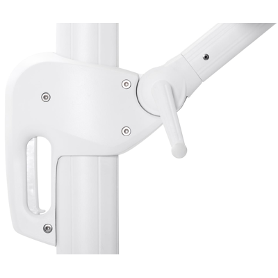 Rufina zweefparasol met tiltfunctie in wit aluminium met natte charcoal chine all weather sunbrella® luxe parasoldoek - L1: 300 x L2: 300 cm (met voet)