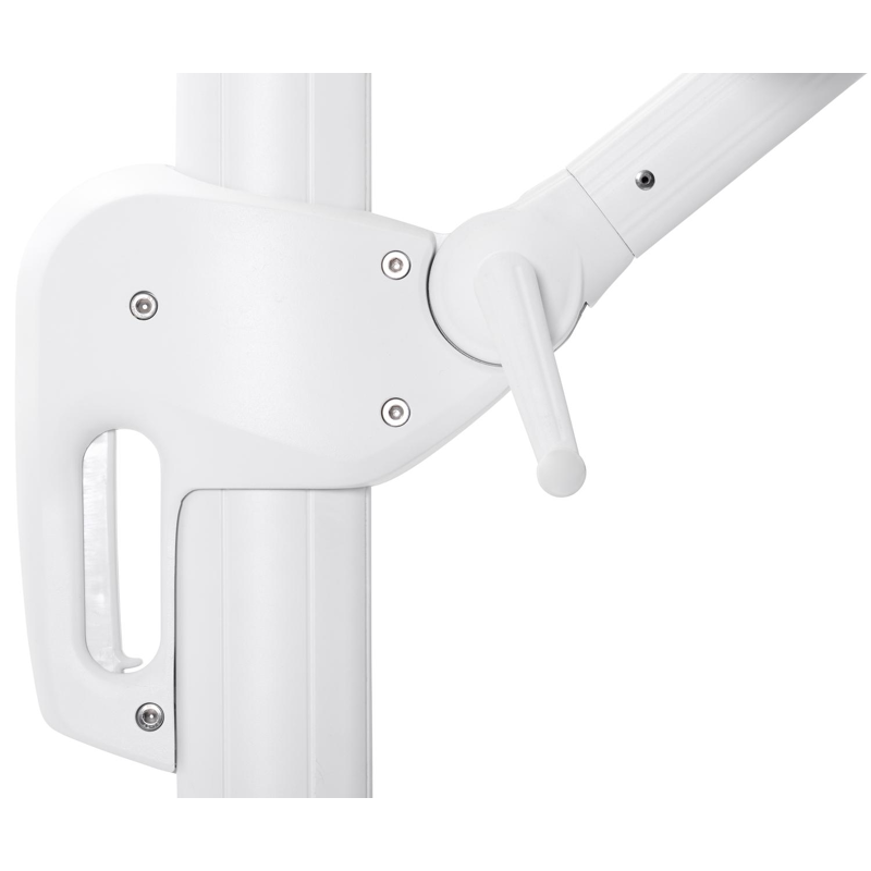 Rufina zweefparasol met tiltfunctie in wit aluminium met natte charcoal chine all weather sunbrella® luxe parasoldoek - L1: 300 x L2: 300 cm (met voet)