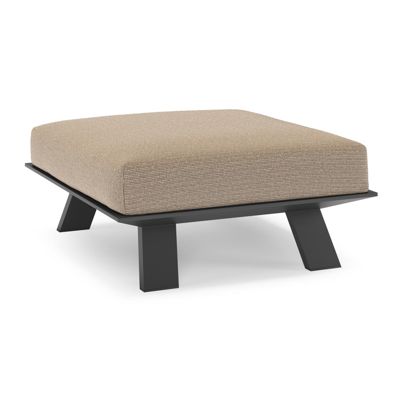 Pouf Cesano en aluminium noir et coussin en all weather Solica firenze earth