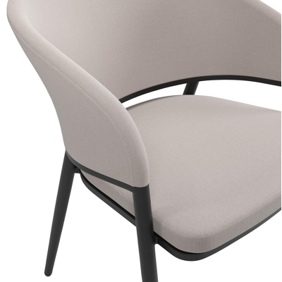Lacrima tuinstoel in zwart aluminium en beige dubbele textilene