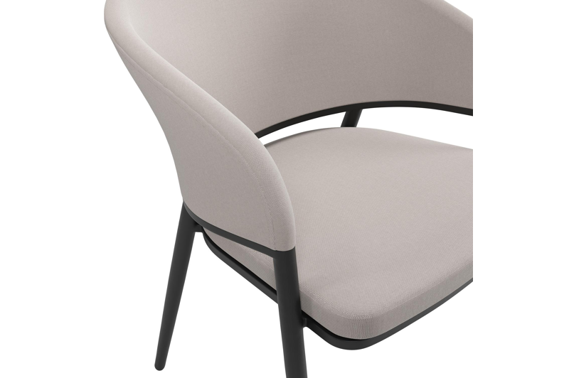 Lacrima tuinstoel in zwart aluminium en beige dubbele textilene