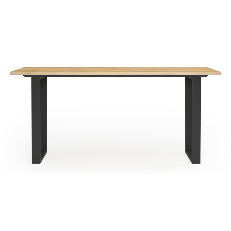 Pagino bartafel rechthoekig in zwart aluminium en teak - L 244 x B 82 x H 109 cm