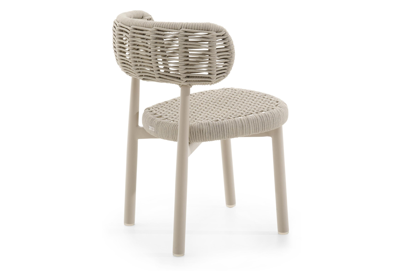 Lomo tuinstoel in beige aluminium en beige vierkant geweven ronde rope