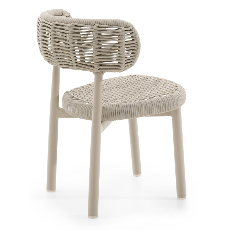 Lomo tuinstoel in beige aluminium en beige vierkant geweven ronde rope