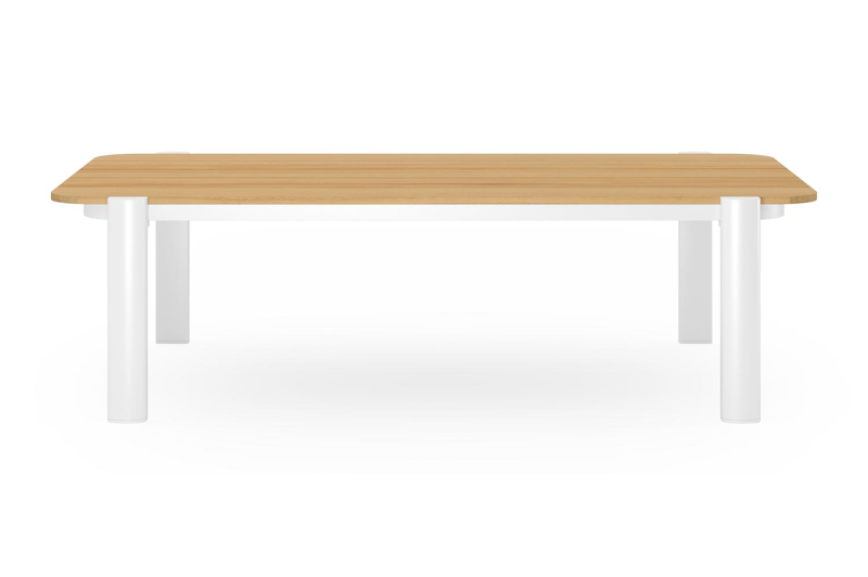 Salamanca loungetafel in wit aluminium en teak - L 120 x B 68 x H 34 cm