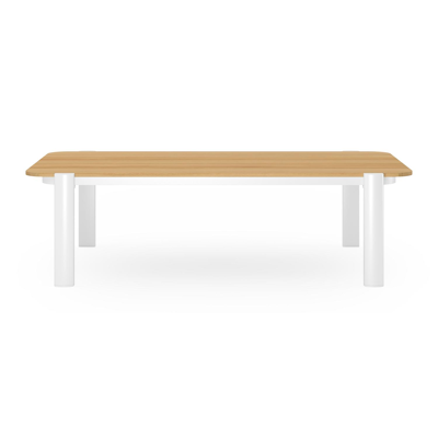 Salamanca loungetafel in wit aluminium en teak - L 120 x B 68 x H 34 cm