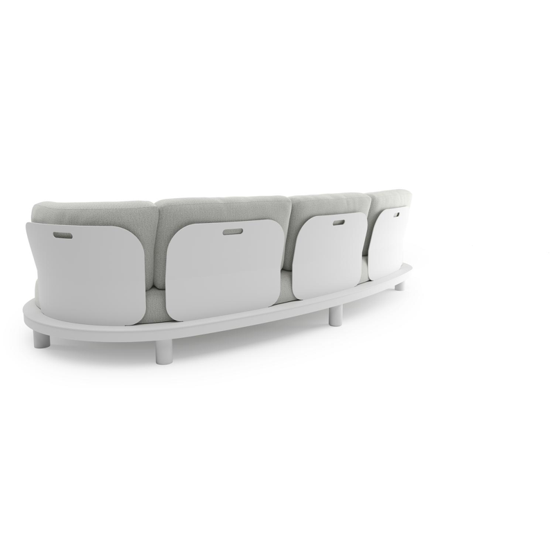 Canapé de jardin Donato en aluminium blanc et coussins en all weather sunbrella® luxe savane nimbus
