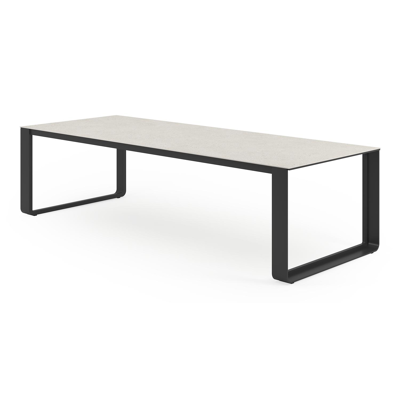 Atessa tuintafel in zwart aluminium en volkeramiek shilin - L 280 x B 110 x H 75 cm