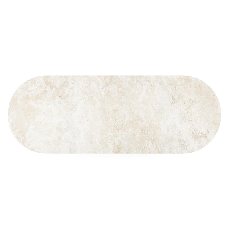 Table de jardin organo ovale en aluminium blanc et céramique pleine Rapolano Lg. 300 x Lrg. 110 cm