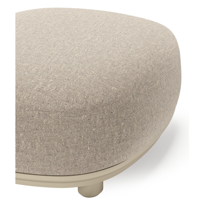 Vadelo poef in beige aluminium met chartres pewter all weather sunbrella® luxe kussen