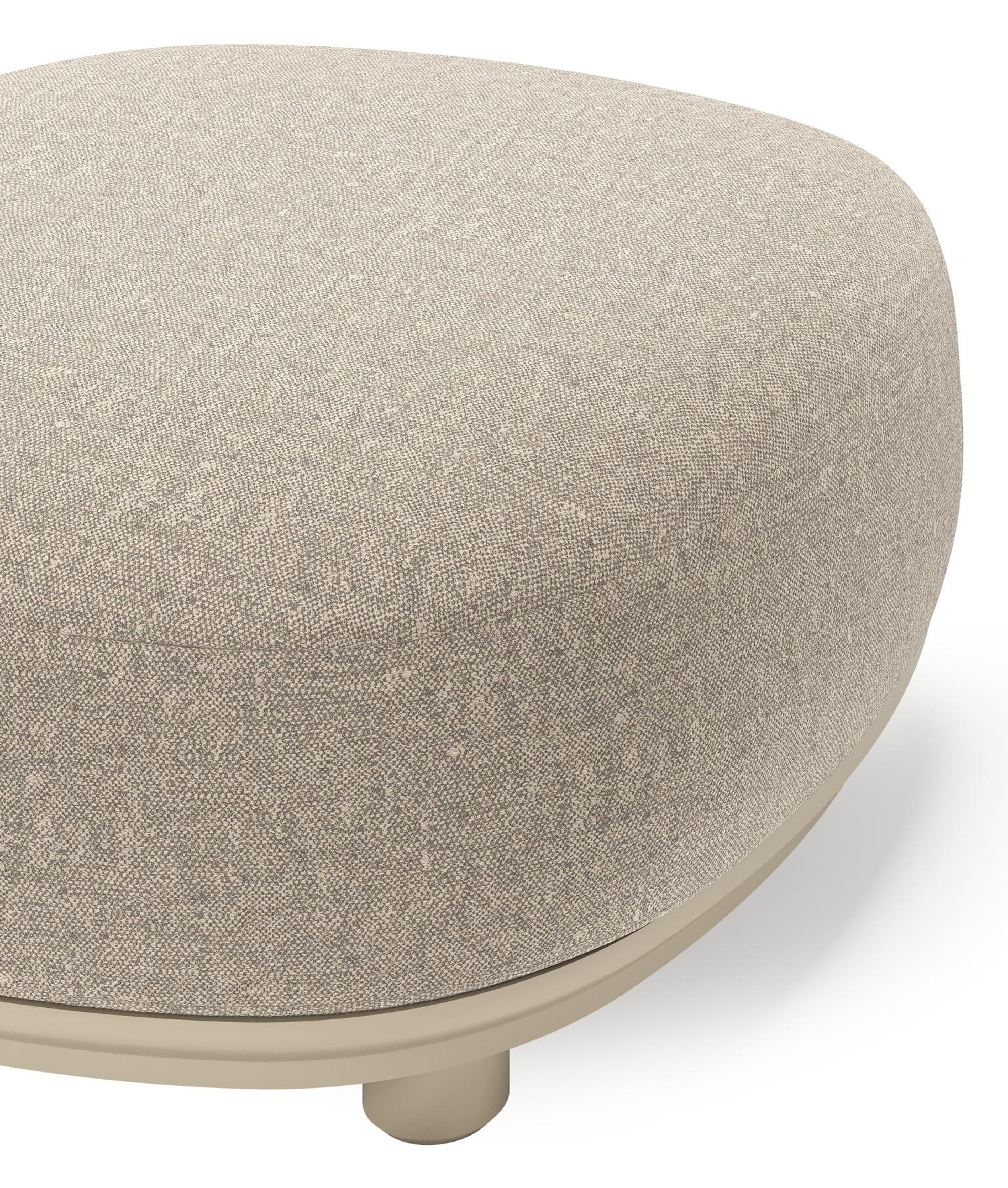 Pouf  Vadelo en aluminium beige et coussin en all weather sunbrella® luxe chartres pewter