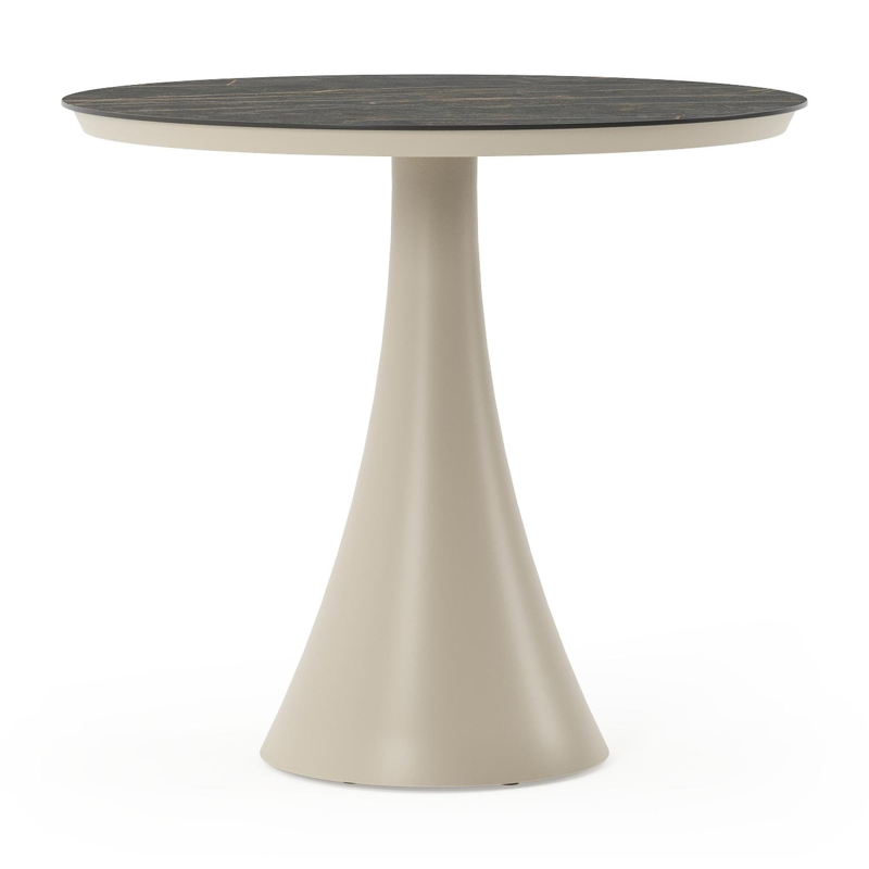 Fano tuintafel rond in beige aluminium en volkeramiek Black Obsession - Dia. 85 x H 75 cm