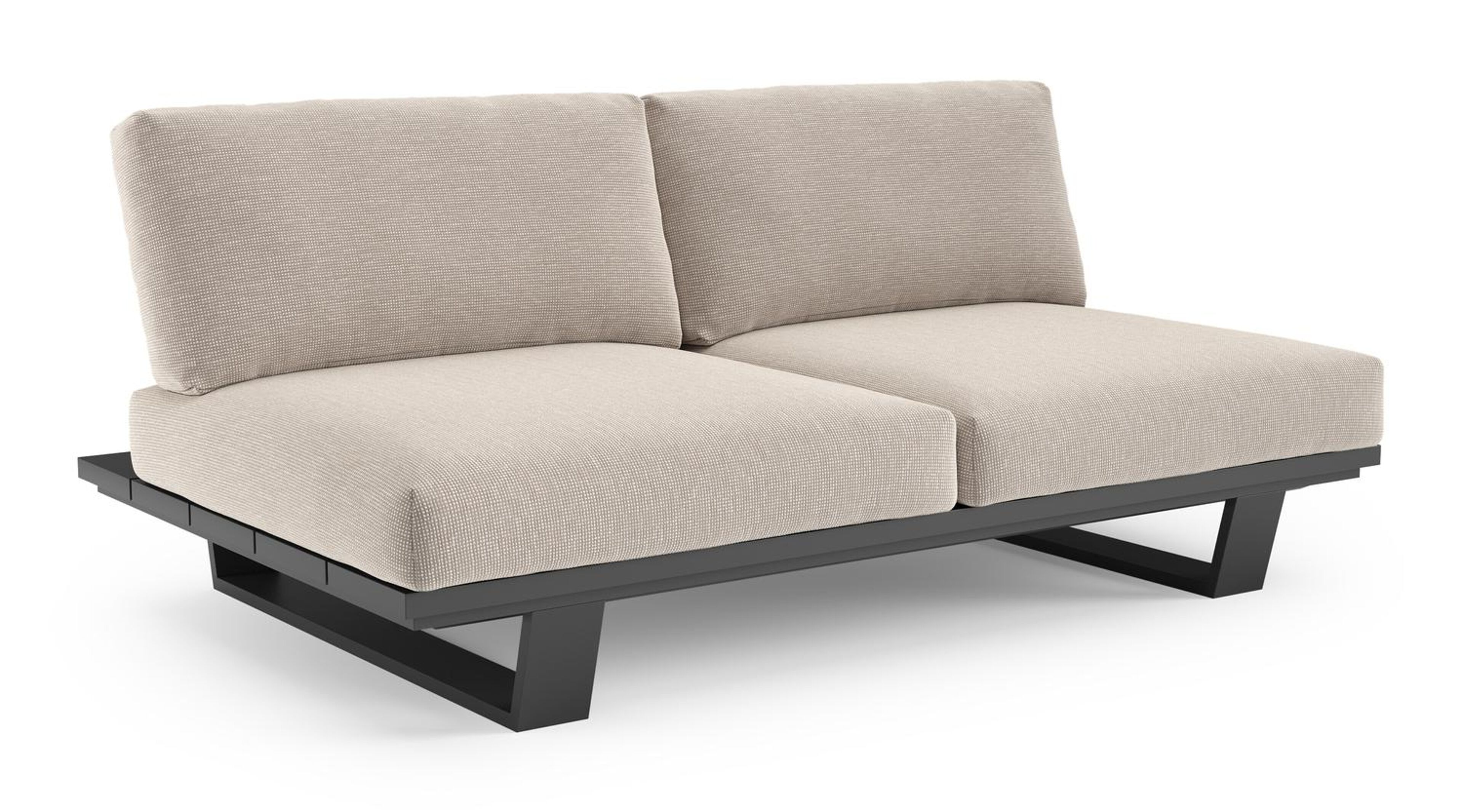 Pagino loungebank in zwart aluminium met slow farafra all weather sunbrella® luxe kussen