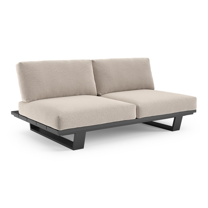 Pagino loungebank in zwart aluminium met slow farafra all weather sunbrella® luxe kussen