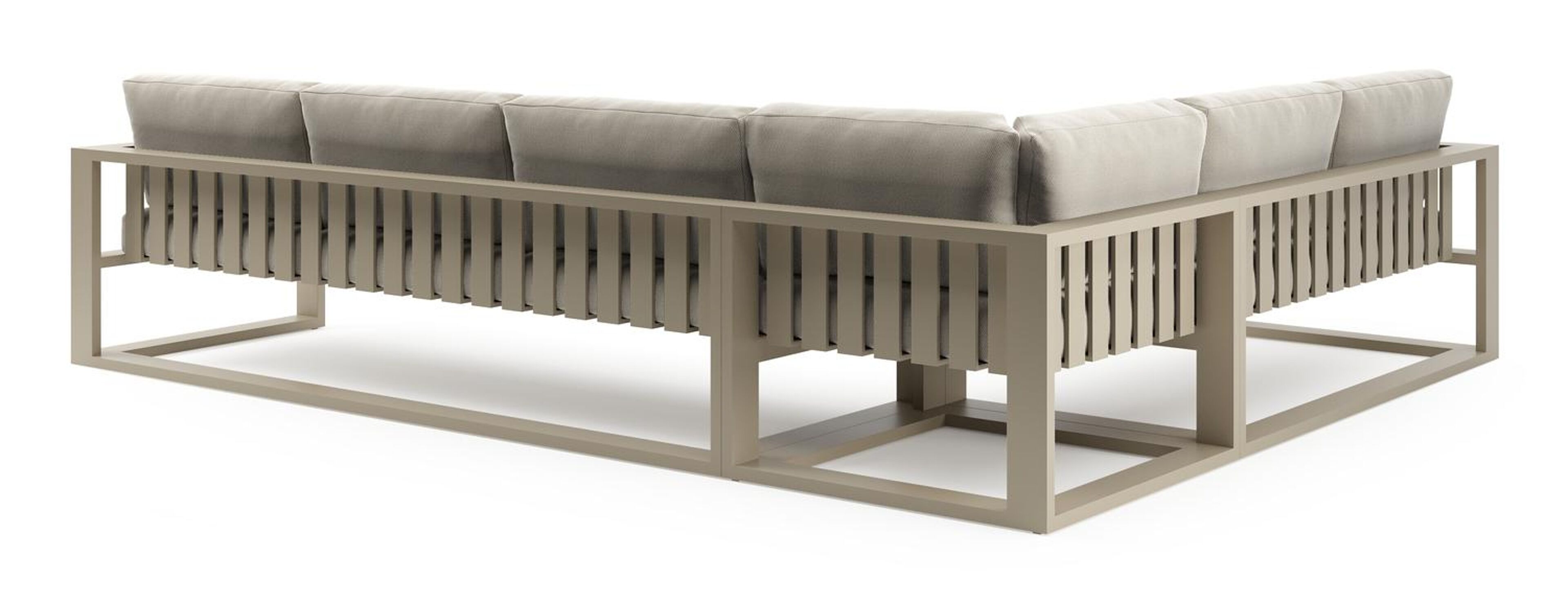 Verato loungehoek in beige aluminium met lopi marble all weather sunbrella® luxe kussen