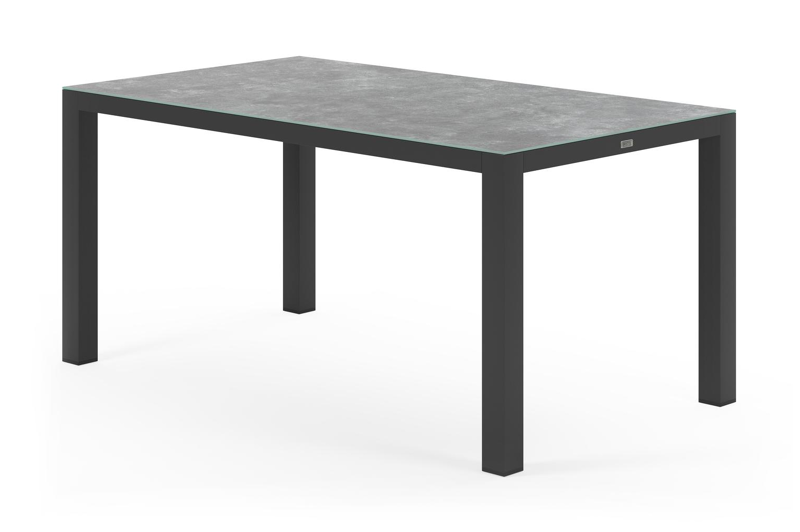 Varese tuintafel rechthoekig in zwart aluminium en keramisch glas grijs - L 160 x B 92 x H 73,5 cm