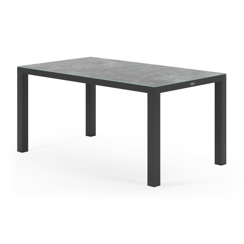 Varese tuintafel rechthoekig in zwart aluminium en keramisch glas grijs - L 160 x B 92 x H 73,5 cm