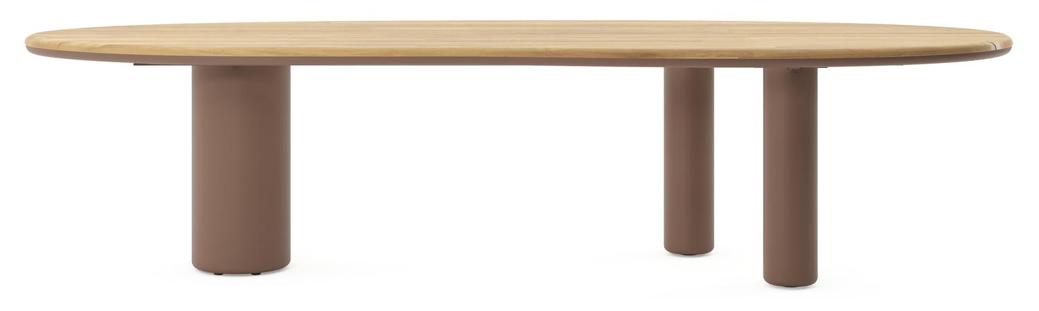 Amico tuintafel organisch in taupe aluminium en teak - L 320 x B 120 x H 73.5 cm