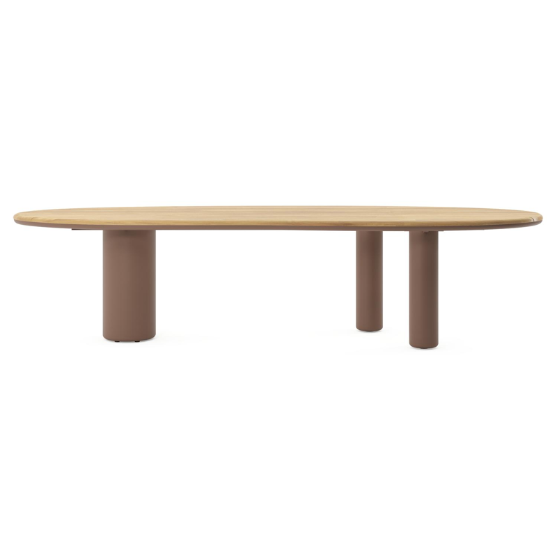 Amico tuintafel organisch in taupe aluminium en teak - L 320 x B 120 x H 73.5 cm