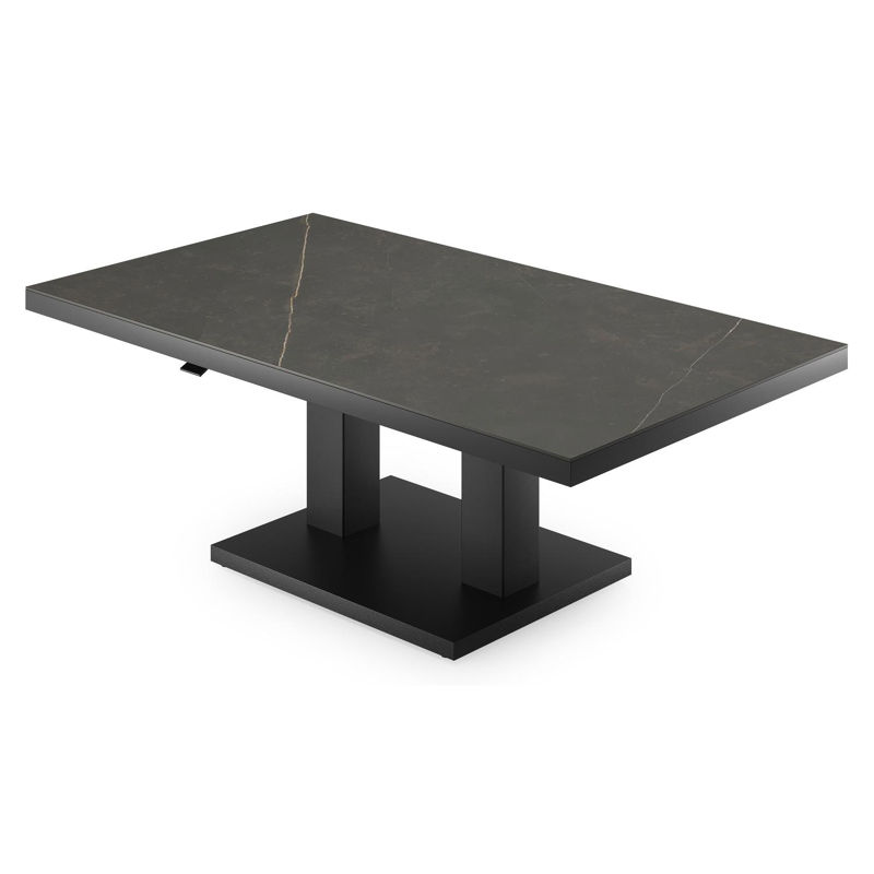 Table basse Cirello Pop up en aluminium noir et céramique pleine noir - Lg 140 x larg. 80 x H 71,6 cm