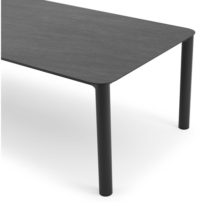 Orso tuintafel rechthoekig afgerond in zwart aluminium en volkeramiek basalt black - L 290 x B 110 x H 74.5 cm