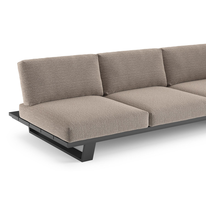 Pagino loungebank in zwart aluminium met wander manioc all weather sunbrella® luxe kussen