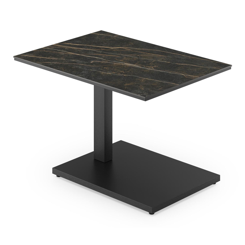 Cirello Pop up bijzettafel in zwart aluminium en black obsession volkeramiek - L 70 x B 50 x H 66 cm