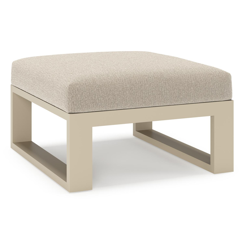 Verato poef in beige aluminium met catania greige all weather cosytica kussen
