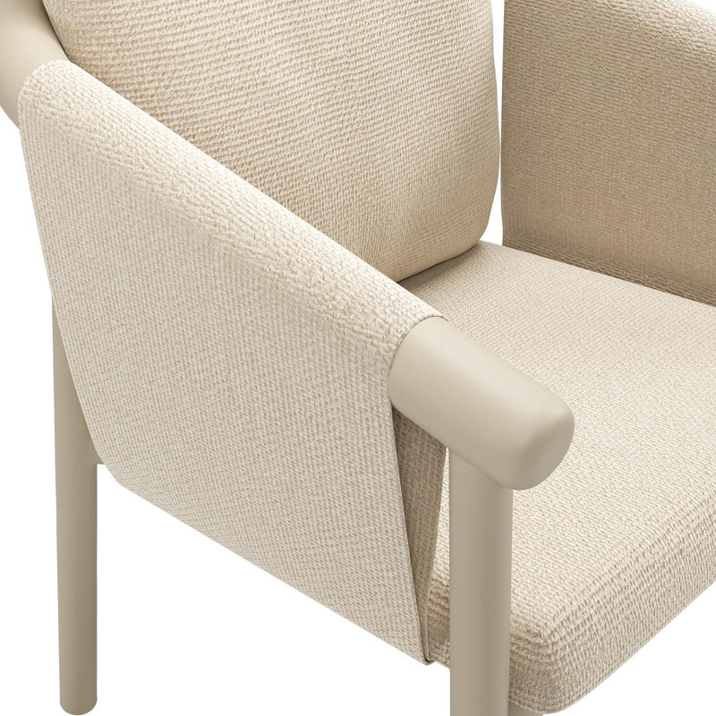 Amico stapelbare tuinstoel in beige aluminium met stoelkussen in All Weather Cosytica Althea Chalk