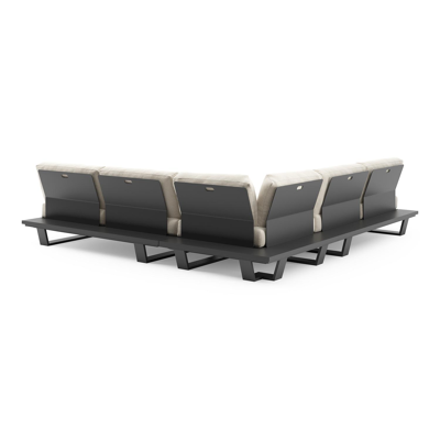 Pagino loungehoek in zwart aluminium met althea off white all weather cosytica kussen