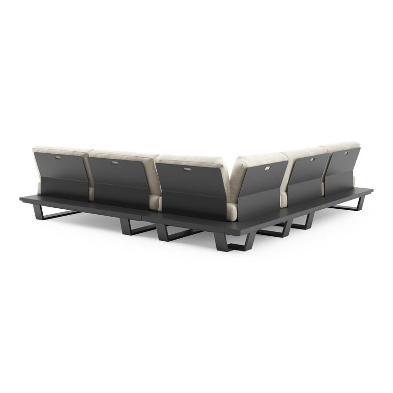 Pagino loungehoek in zwart aluminium met althea off white all weather cosytica kussen