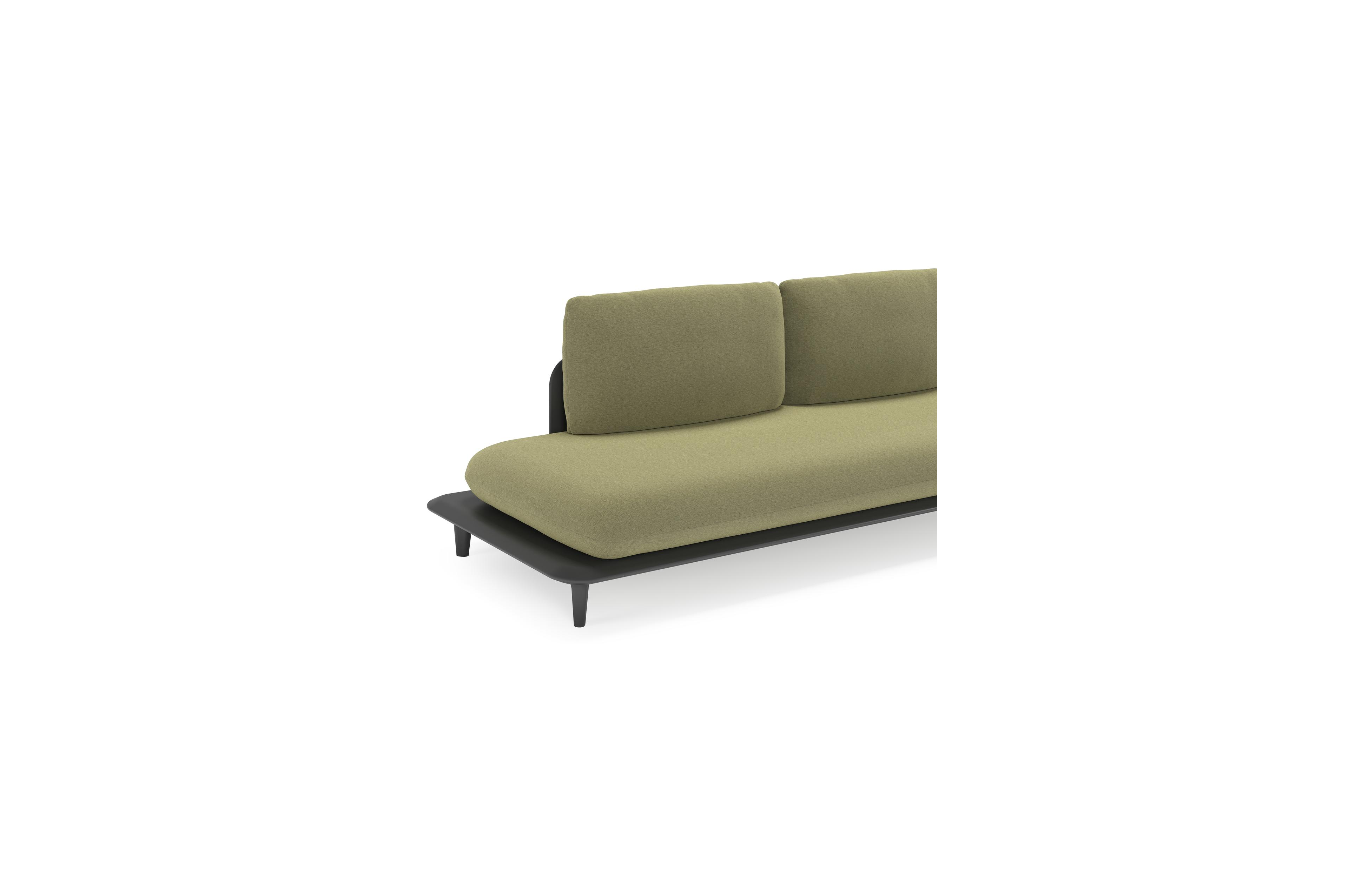 Bomero loungehoek in zwart aluminium met heritage leaf all weather sunbrella® luxe kussen