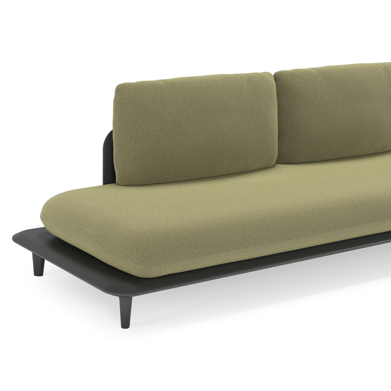 Bomero loungehoek in zwart aluminium met heritage leaf all weather sunbrella® luxe kussen