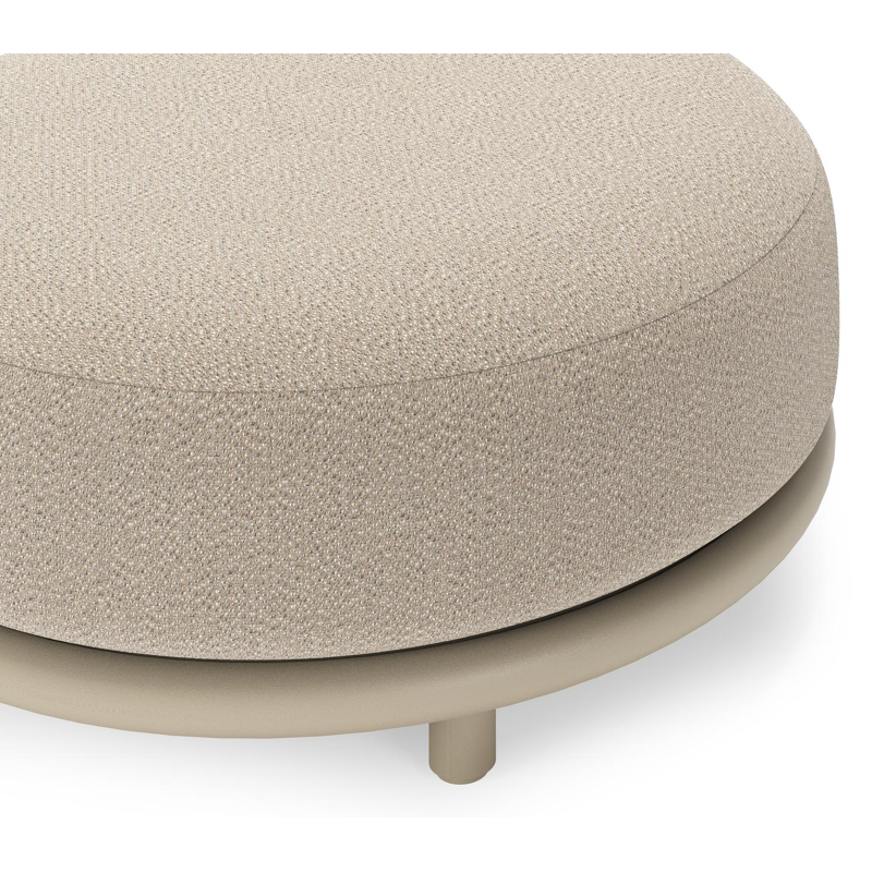 Lomano poef in beige aluminium en beige verticaal geweven luxe vlakke rope met Lopi Sand all weather sunbrellaÂ® luxe