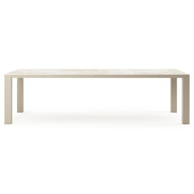 Nano tuintafel rechthoekig in beige aluminium en volkeramiek Rapolano L 280 x B 110 cm
