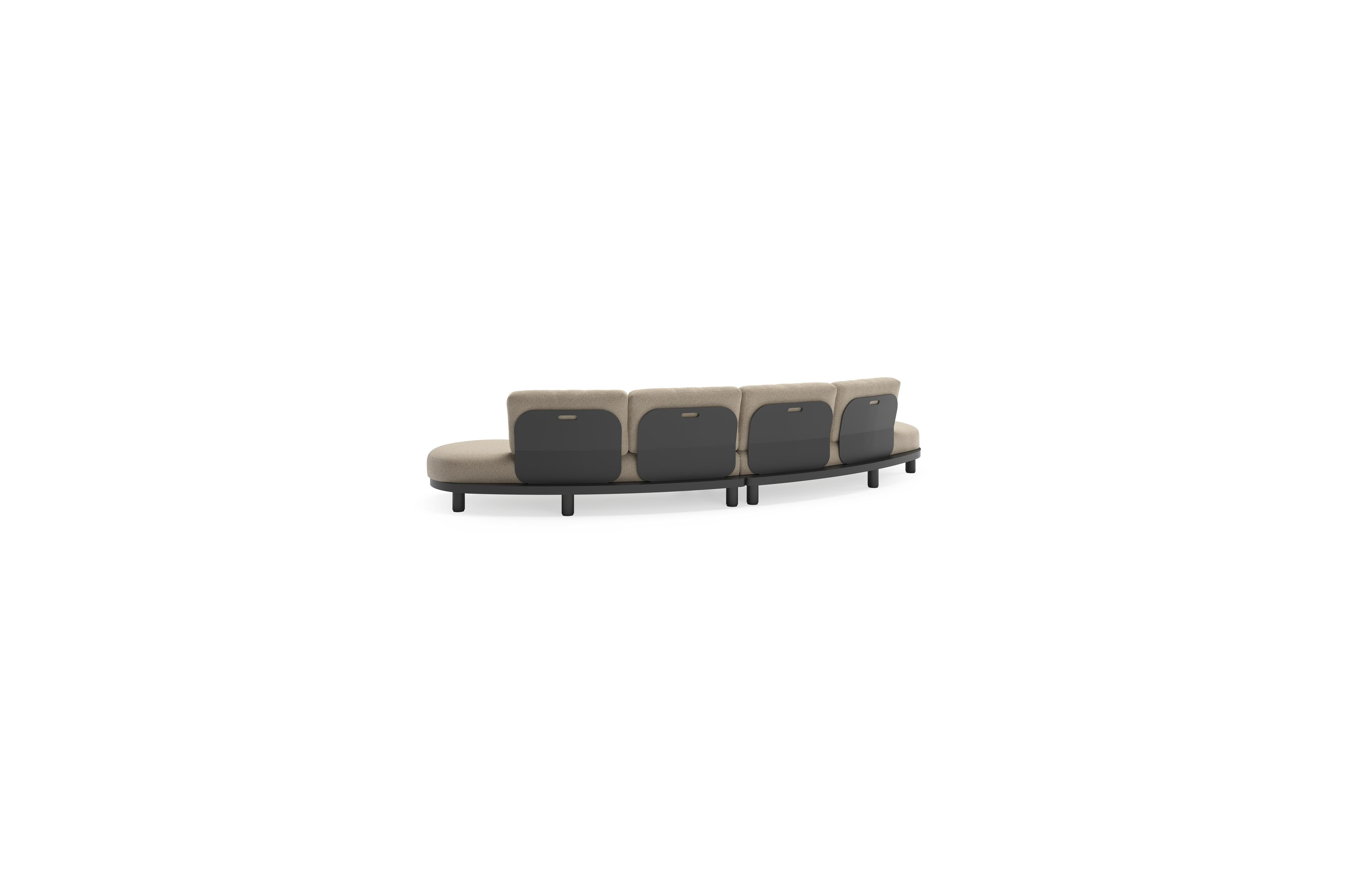 Donato loungebank in zwart aluminium met all weather cosytica Marbella Beige kussen