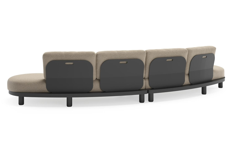 Donato loungebank in zwart aluminium met all weather cosytica Marbella Beige kussen