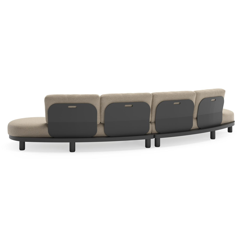 Canapé de jardin Donato en aluminium noir et coussins en all weather cosytica Marbella Beige