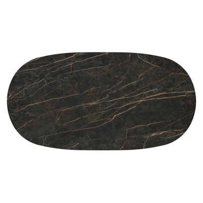 Amico loungetafel bombo in beige aluminium en volkeramiek Black Obsession - L 171 x B 89 x H 24 cm