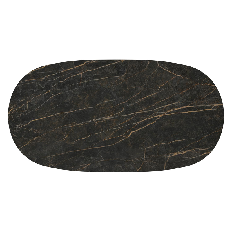 Amico loungetafel bombo in beige aluminium en volkeramiek Black Obsession - L 171 x B 89 x H 24 cm