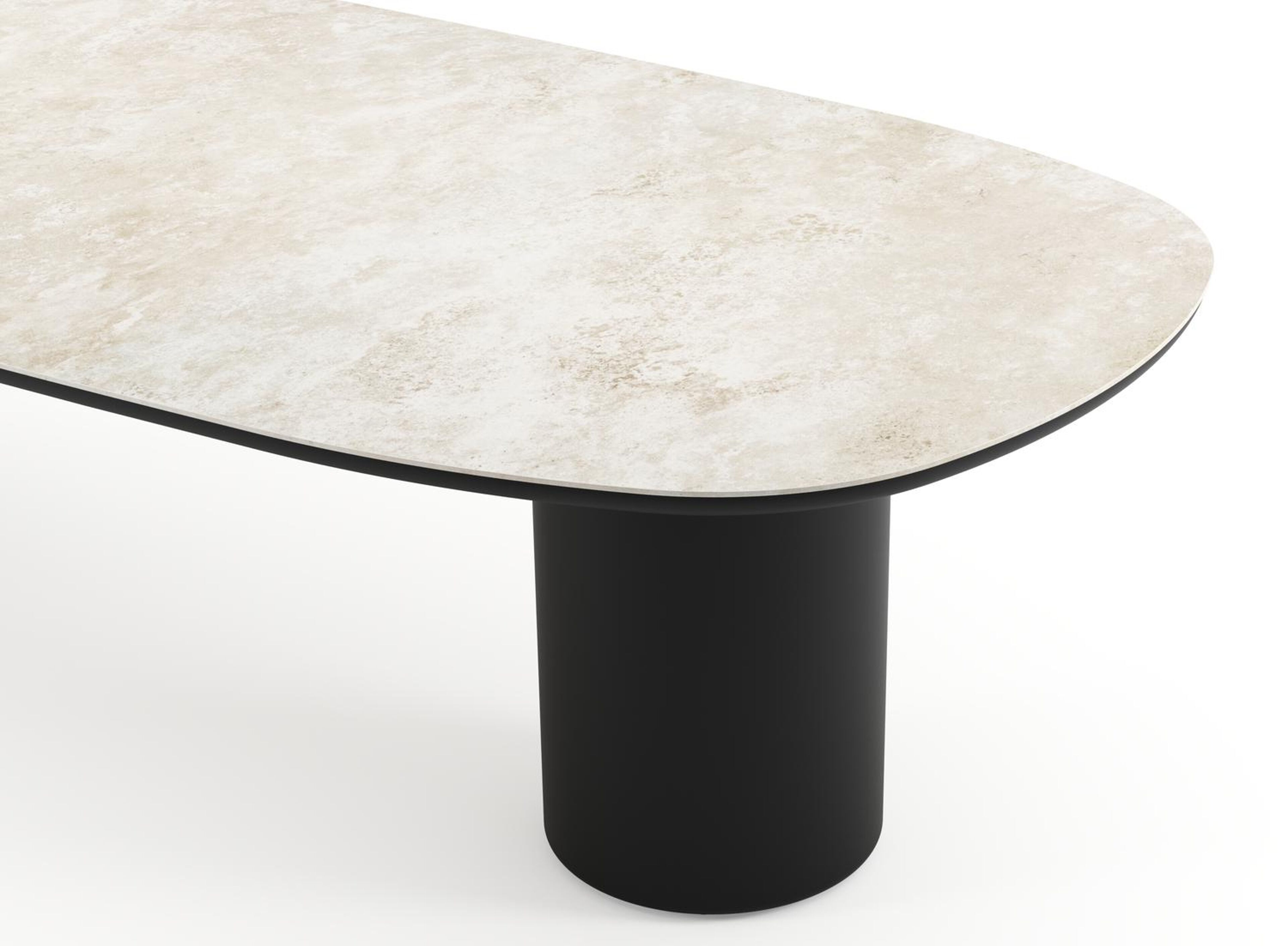 Table de jardin Amico bombo en aluminium noir et céramique pleine Rapolano - Lg. 320 x Lrg. 130 x Haut. 74 cm