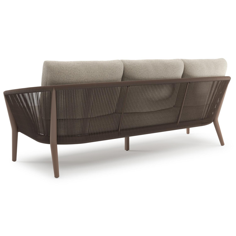 Orso loungeset in taupe aluminiumen zwart verticaal geweven ronde rope met Catania Sand All Weather Cosytica kussen